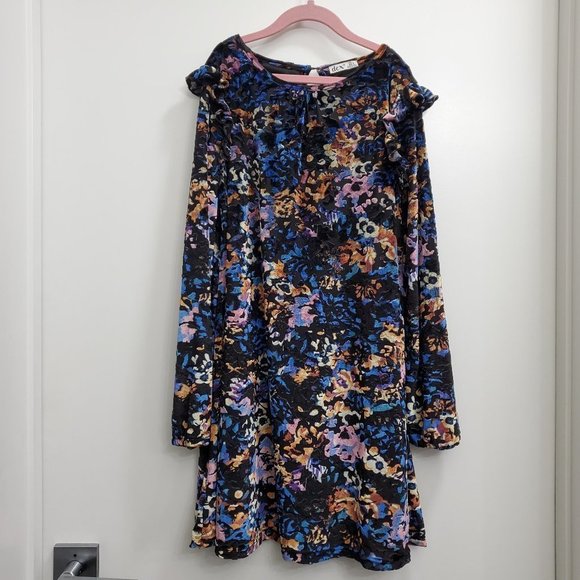 DEX Black/Blue/Orange/Pink Velour Fully Lined Long Sleeve Tunic Size M - Picture 1 of 10